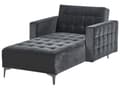 Miniatyrbillede 1 af 9: Chaiselong Sort Velour Daybed med Ryglæn Gæsteseng Multifunktionel Chaise med Splitback Sofa Moderne til Stuen med Sovefunktion