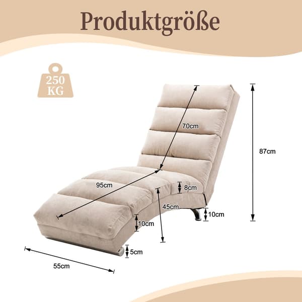 Elektrisk Massage Säcklinnes Lång Lounger med 5 Massagefunktioner och Fjärrkontroll – Ergonomisk Relax Stol för Kontor, Vardagsrum, Sovrum (Beige)