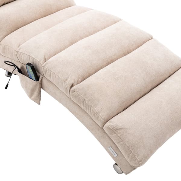 Elektrisk Massage Säcklinnes Lång Lounger med 5 Massagefunktioner och Fjärrkontroll – Ergonomisk Relax Stol för Kontor, Vardagsrum, Sovrum (Beige)