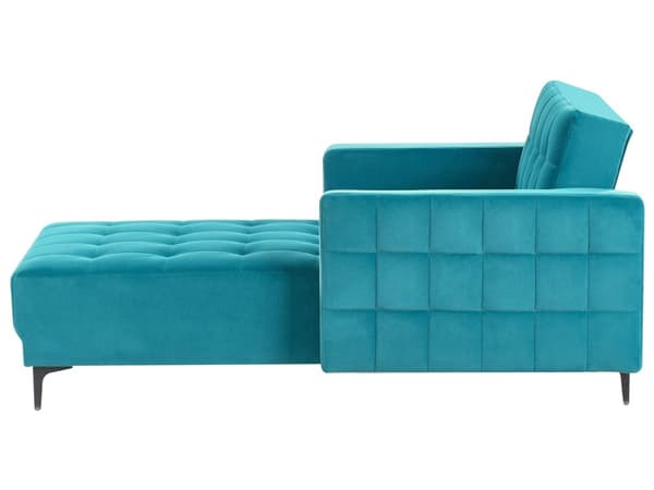 Chaiselong Blå Velour Daybed med Ryglæn Gæsteseng Multifunktionel Chaise med Splitback Sofa Moderne til Stuen med Sovefunktion