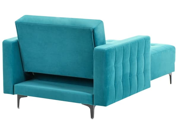 Chaiselong Blå Velour Daybed med Ryglæn Gæsteseng Multifunktionel Chaise med Splitback Sofa Moderne til Stuen med Sovefunktion