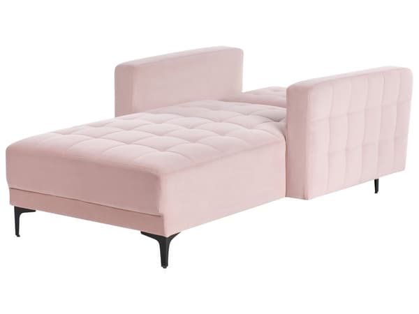 Chaiselong Lyserød Velour Daybed med Ryglæn Gæsteseng Multifunktionel Chaise med Splitback Sofa Moderne til Stuen med Sovefunktion