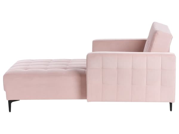 Chaiselong Lyserød Velour Daybed med Ryglæn Gæsteseng Multifunktionel Chaise med Splitback Sofa Moderne til Stuen med Sovefunktion