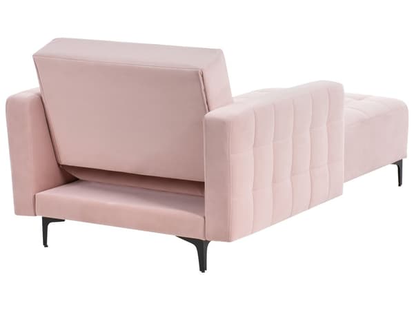 Chaiselong Lyserød Velour Daybed med Ryglæn Gæsteseng Multifunktionel Chaise med Splitback Sofa Moderne til Stuen med Sovefunktion