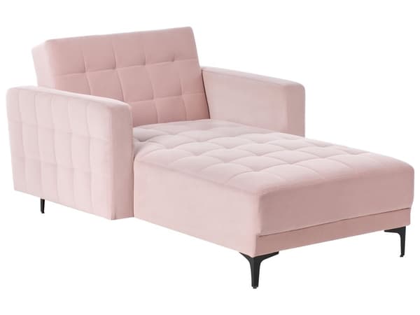 Chaiselong Lyserød Velour Daybed med Ryglæn Gæsteseng Multifunktionel Chaise med Splitback Sofa Moderne til Stuen med Sovefunktion