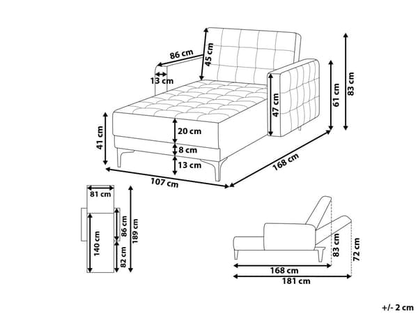 Chaiselong Beige Velour Daybed med Ryglæn Gæsteseng Multifunktionel Chaise med Splitback Sofa Moderne til Stuen med Sovefunktion
