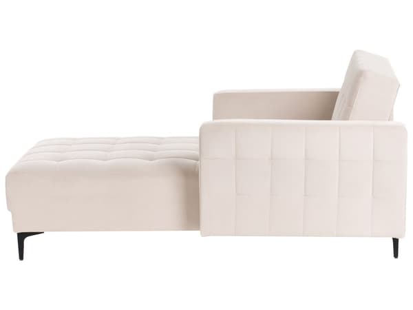 Chaiselong Beige Velour Daybed med Ryglæn Gæsteseng Multifunktionel Chaise med Splitback Sofa Moderne til Stuen med Sovefunktion