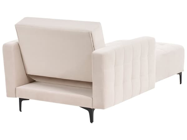 Chaiselong Beige Velour Daybed med Ryglæn Gæsteseng Multifunktionel Chaise med Splitback Sofa Moderne til Stuen med Sovefunktion