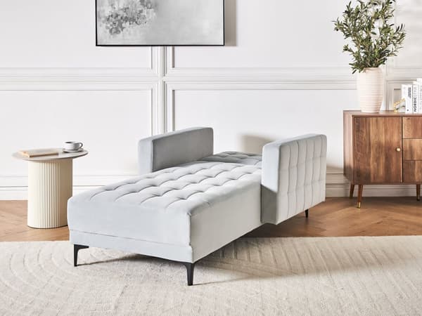 Chaiselong Lysegrå Velour Daybed med Ryglæn Gæsteseng Multifunktionel Chaise med Splitback Sofa Moderne til Stuen med Sovefunktion