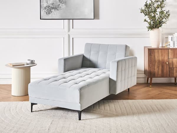 Chaiselong Lysegrå Velour Daybed med Ryglæn Gæsteseng Multifunktionel Chaise med Splitback Sofa Moderne til Stuen med Sovefunktion