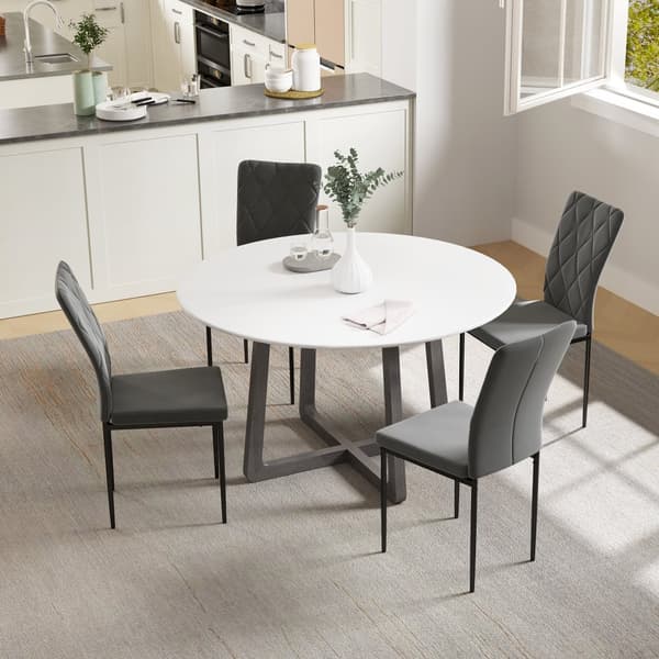 Sæt med 4 mørkegrå spisebordsstole, køkkenstole med ryglæn, fløjlslook, spisebordsstole med metalben