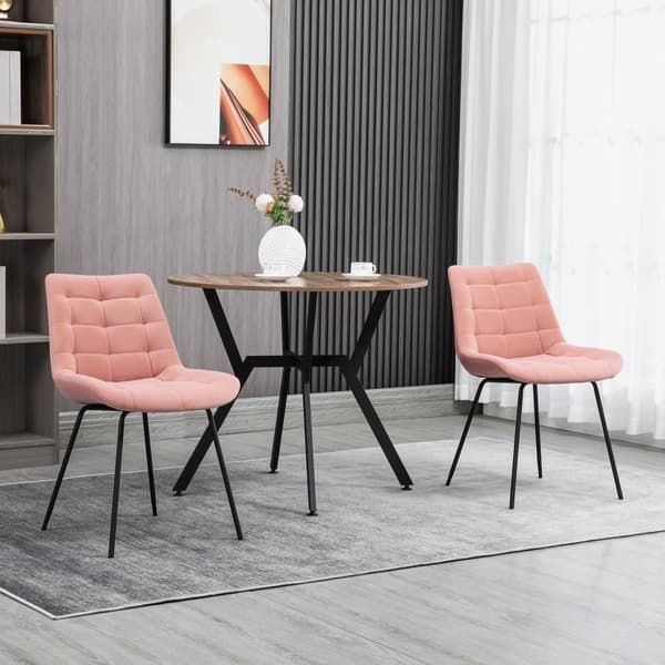 Vaaleanpunainen samettiruokatuoli, 2-osainen keittiön tuolisarja selkänojalla, vintage-design, teräsjalat, sopii olohuoneeseen