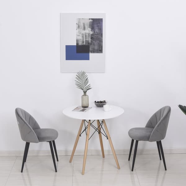 Grå minimalistisk spisebordsstol, 2-delt sæt køkkenstole, stuestole, polstrede stole, kontorstole, fløjl, metalfødder