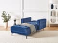 Miniatyrbillede 4 af 9: Chaiselong Blå Velour Daybed med Ryglæn Gæsteseng Multifunktionel Chaise med Splitback Sofa Moderne til Stuen med Sovefunktion