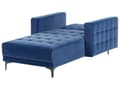 Miniatyrbillede 5 af 9: Chaiselong Blå Velour Daybed med Ryglæn Gæsteseng Multifunktionel Chaise med Splitback Sofa Moderne til Stuen med Sovefunktion