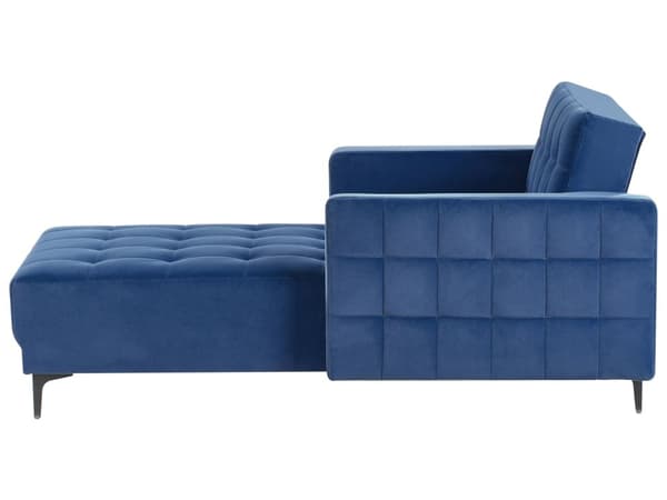 Chaiselong Blå Velour Daybed med Ryglæn Gæsteseng Multifunktionel Chaise med Splitback Sofa Moderne til Stuen med Sovefunktion