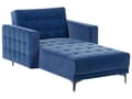 Miniatyrbillede 1 af 9: Chaiselong Blå Velour Daybed med Ryglæn Gæsteseng Multifunktionel Chaise med Splitback Sofa Moderne til Stuen med Sovefunktion