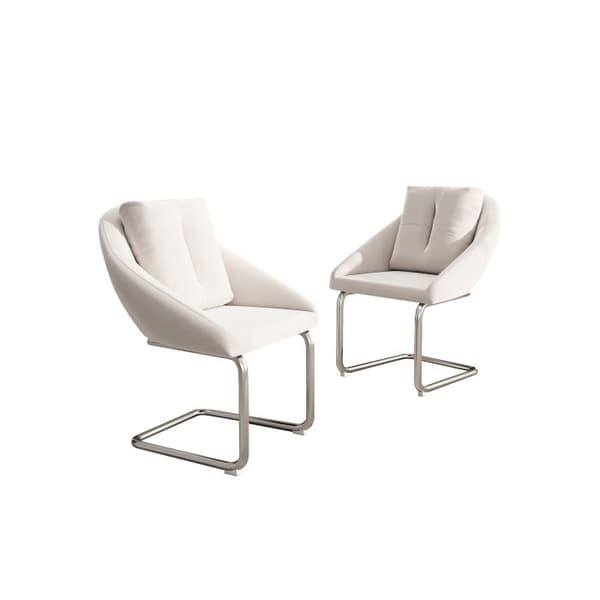 Matstol i sammet, set om 2, med kuddar, böjda stödpinnar, beige