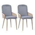 Miniatyrbild 3 av 6: Velour matstol, 2-pack, rattan design, vardagsrum, sovrum, med fyra metallben (träeffekt) Grå