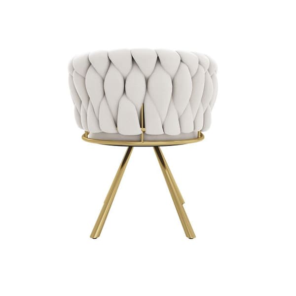 Säten i sammet för matsal, set om 2, med fyra metallben, beige och guld