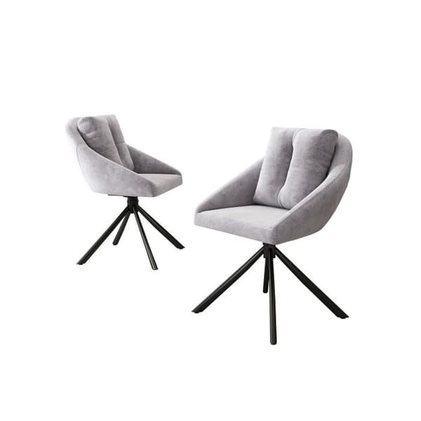 Modern matgruppstol i grå sammet, elegant och bekväm svängbar stol i andningsbart sammetstyg.
