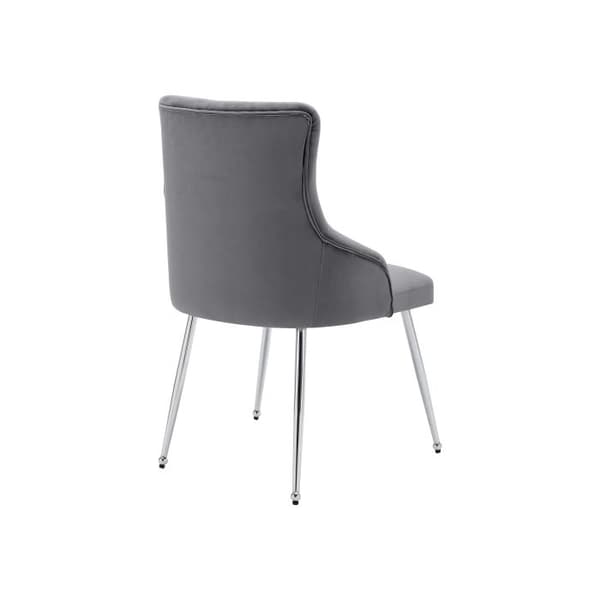 Set med 4 klädda matsalsstolar med knappar, klädda fåtöljer, grå