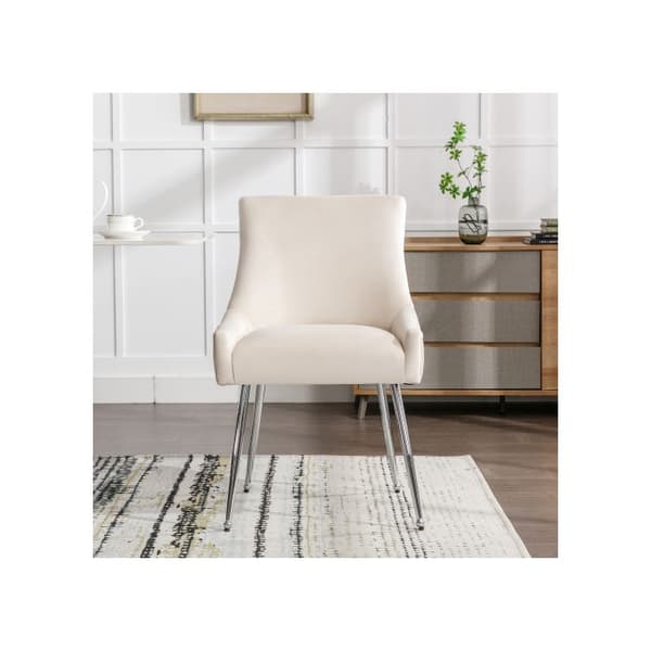 Set om 6 matstolar med vertikala ränder, sängstol för sovrum, beige