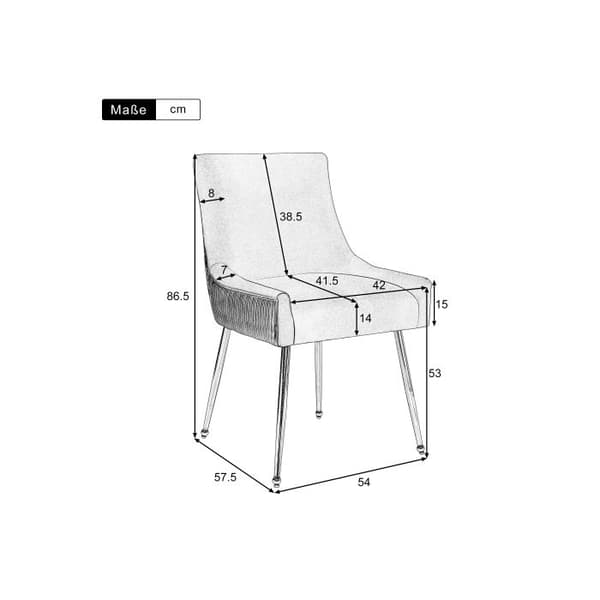 Set om 6 matstolar med vertikala ränder, sängstol för sovrum, beige