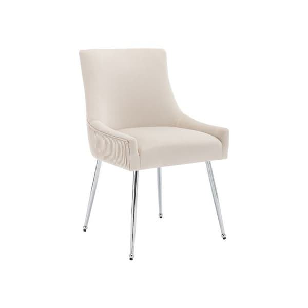 Set om 6 matstolar med vertikala ränder, sängstol för sovrum, beige