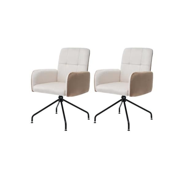 Matsalsstol i sammet, matchande stolar, set om 2, fyrkantig ram loungesoffa, beige