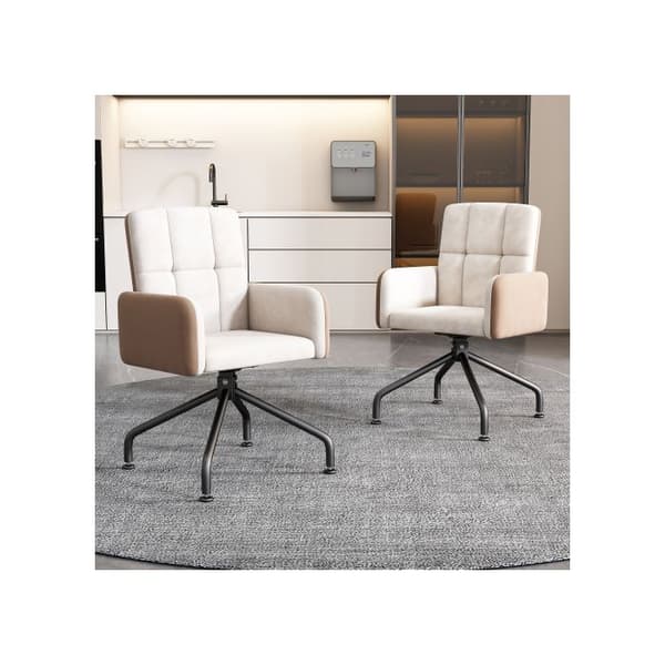 Matsalsstol i sammet, matchande stolar, set om 2, fyrkantig ram loungesoffa, beige