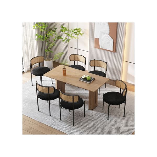 Matstol i sammet, set om 4, modern och minimalistisk fåtölj med fyra metallben, svart