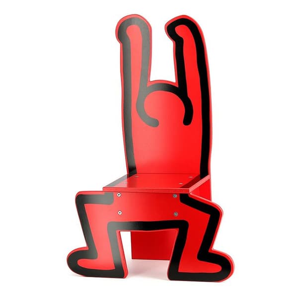 Barnstol - VILAC - Keith Haring röd - Massivt trä - Modern design