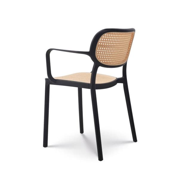 Svart vintagestil matsalsstol med armstöd