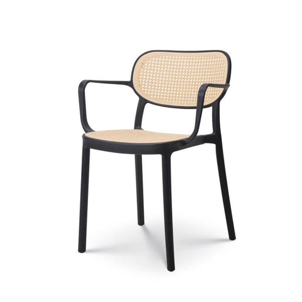 Svart vintagestil matsalsstol med armstöd