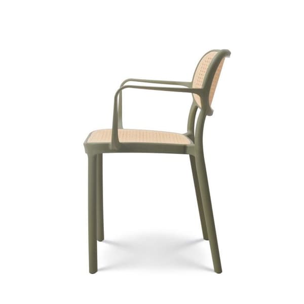 Grön vintagestil matsalsstol med armstöd