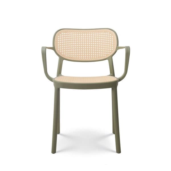 Grön vintagestil matsalsstol med armstöd