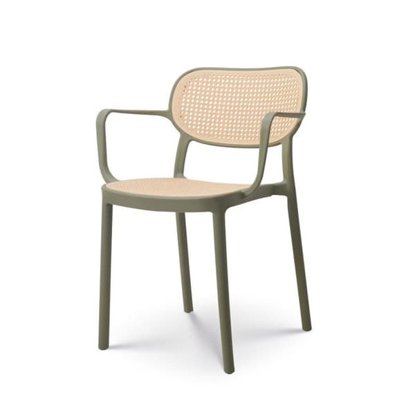 Grön vintagestil matsalsstol med armstöd