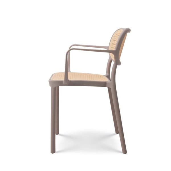 Beige vintage matstol med armstöd