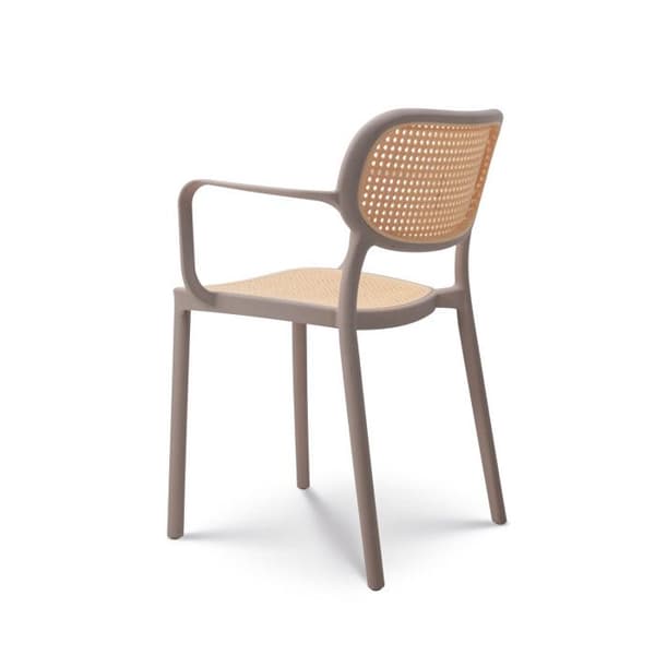 Beige vintage matstol med armstöd