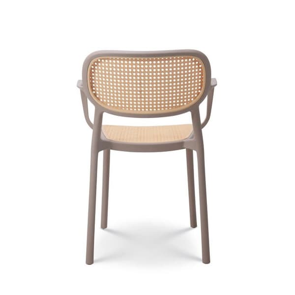 Beige vintage matstol med armstöd