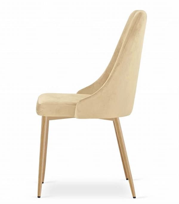 Stolar - IMOLA - Set av 4 - Sammet Beige - Metallben - Elegant Retro Design