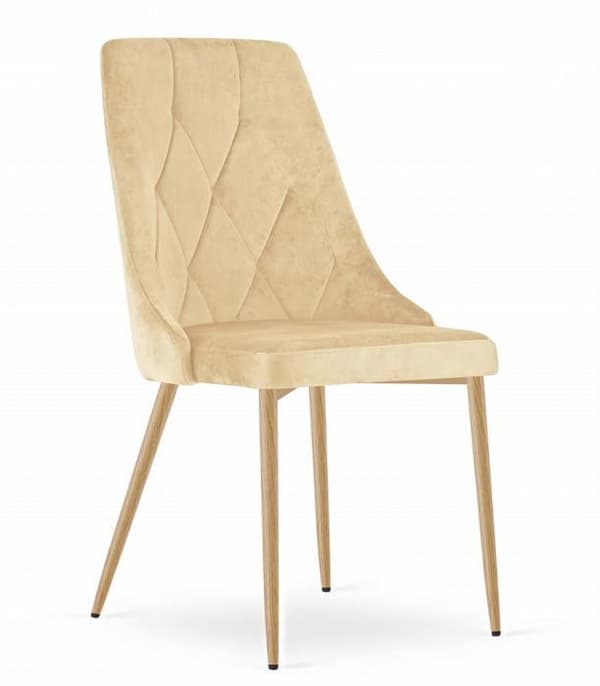 Stolar - IMOLA - Set av 4 - Sammet Beige - Metallben - Elegant Retro Design