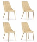 Miniatyrbild 1 av 6: Stolar - IMOLA - Set av 4 - Sammet Beige - Metallben - Elegant Retro Design