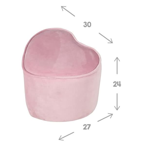 ROBA Lil Soffa Barnpuff i sammet - Hjärtform - Rosa