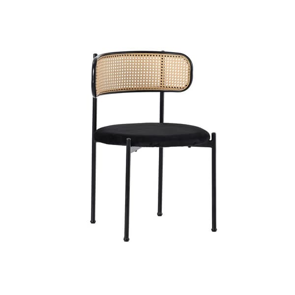 Stol för matrum i sammet, 2-pack, modern och minimalistisk fåtölj med fyra ben i metall, svart