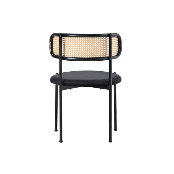 Stol för matrum i sammet, 2-pack, modern och minimalistisk fåtölj med fyra ben i metall, svart