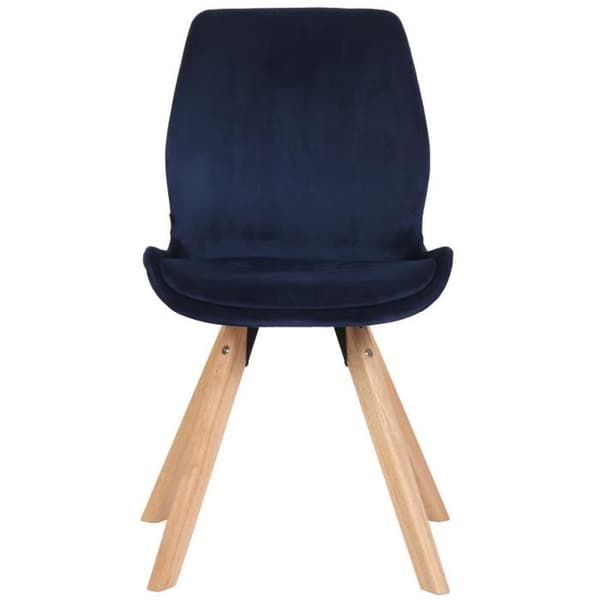 Matsalsstol Luna med trämben, Blå-velour
