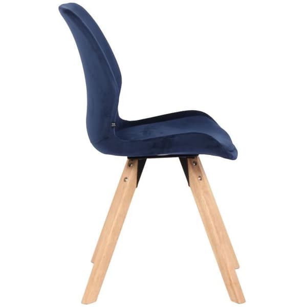 Matsalsstol Luna med trämben, Blå-velour