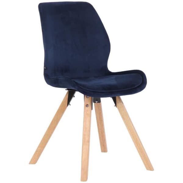 Matsalsstol Luna med trämben, Blå-velour